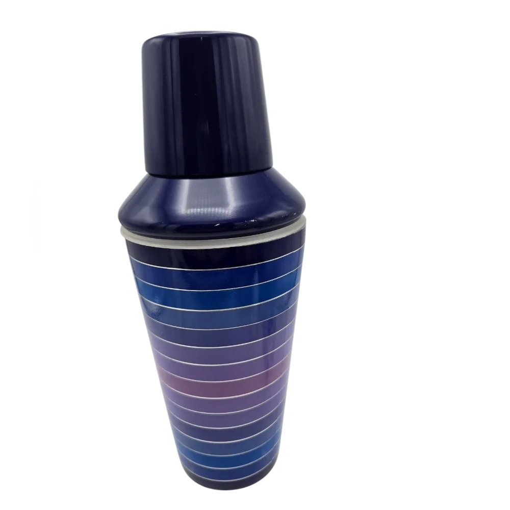 Jonathan Adler X Fab Fit Fun Scala Cocktail Shaker Purple & Blue Stripes 18.4 oz